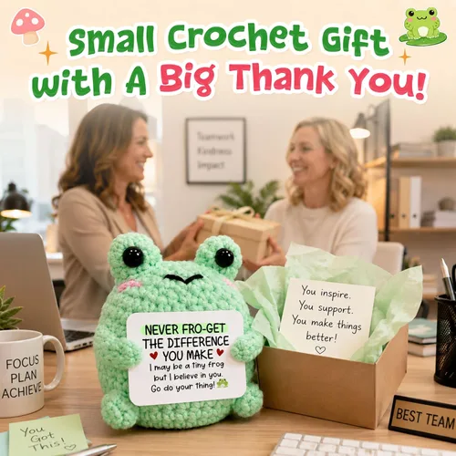 Miniatura 2 de OASSIE Regalos de agradecimiento para mujeres y hombres, animales de ganchillo positivos de rana, regalos de agradecimiento para profesores, regalo