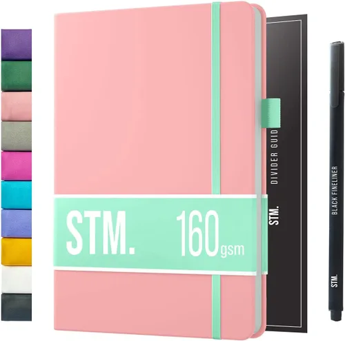 Miniatura 12 de Cuaderno de diario con puntos y cuadrícula A5 Cuadernos diarios en blanco para escritura personal, trabajo, mujeres Papel grueso de 120gsm, tapa