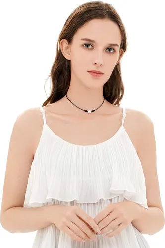 Miniatura 7 de TKUAMIGO Collar de concha de puka para mujer, gargantilla de perlas naturales, collar ajustable de conchas marinas, pulsera de concha de cauri