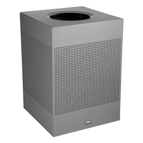 Miniatura 6 de Rubbermaid Commercial Products Silhouette Cubo de basura cuadrado con tapa abierta, 16 galones, plateado metálico, interior para oficinas/vestíbulos