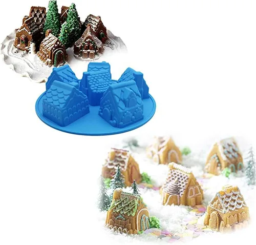 Miniatura 8 de Molde de silicona para hornear de casa de jengibre de Navidad de 10.2 pulgadas, bandeja de cumpleaños para aniversario de FantasyDay - Molde