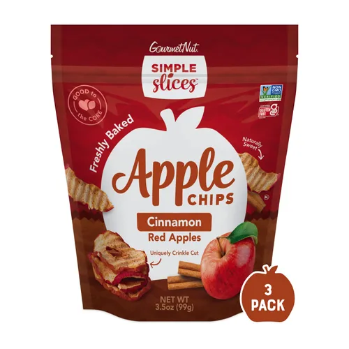 Miniatura 11 de Gourmet Nut Simple Slices Chips de manzana verdes horneadas, manzanas cultivadas en Estados Unidos, sin azúcar añadida, manzanas verdes, bolsa