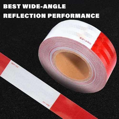 Miniatura 4 de SWRT 2 pulgadas x 48.77 metros DOT-C2 Cinta reflectante roja y blanca, cinta reflectante para exteriores, resistente al agua, alta visibilidad