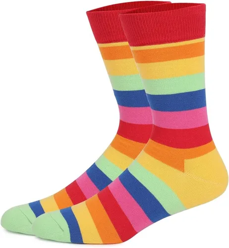 Miniatura 98 de TOEJYJ Calcetines de vestir divertidos para hombre, paquete de calcetines casuales divertidos, coloridos calcetines de algodón a rayas, talla 10-13