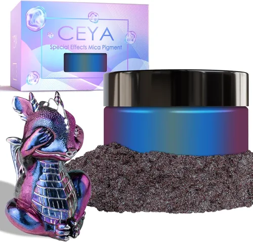 Miniatura 31 de Ceya Polvo de mica camaleón, 1.8 onzas/1.76 oz de polvo cromado Midnight Dream Chrome, pigmento de cambio de color con efecto nacarado de grado