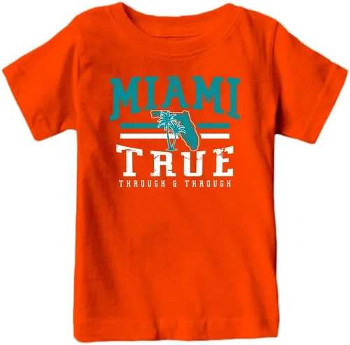Camiseta de Equipo Estilo Vintage para Niños para Aficionados al Fútbol Americano Miami - Camisa naranja