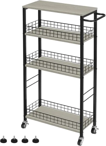 Miniatura 8 de YBING - Carrito de almacenamiento delgado, carrito de servicio rodante para la cocina de 4 niveles con ruedas, carrito móvil estrecho con asa