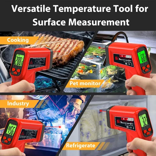 Miniatura 5 de FKM, pistola con termómetro láser, infrarroja, sin contacto, pistola de temperatura, -58 °F ~ 986 °F (-50 °C ~ 530 °C), emissividad ajustable