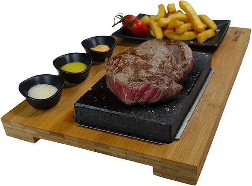 Miniatura 5 de Black Rock Grill Juego de parrilla de piedra de bistec, juego de bistec de piedra de lava chisporroteante