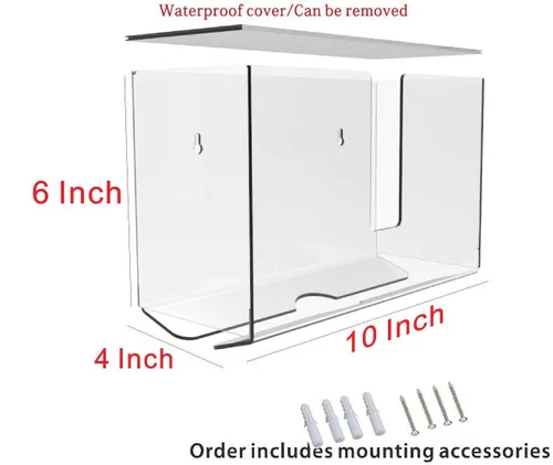 Miniatura 2 de Dispensador de toallas de papel acrílico Cq con tapa para montaje en pared, soporte de toallas de papel transparente para baño y cocina, apto