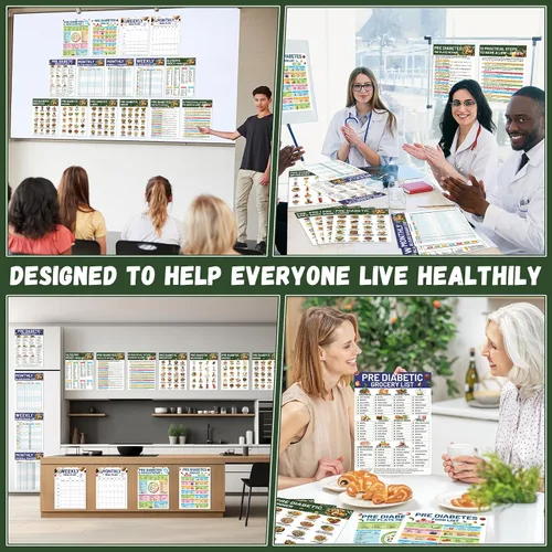 Miniatura 6 de Póster de lista de alimentos prediabéticos para diabéticos, tabla de alimentos, planificador de comidas de dieta, alta proteína de fibra, vitamina