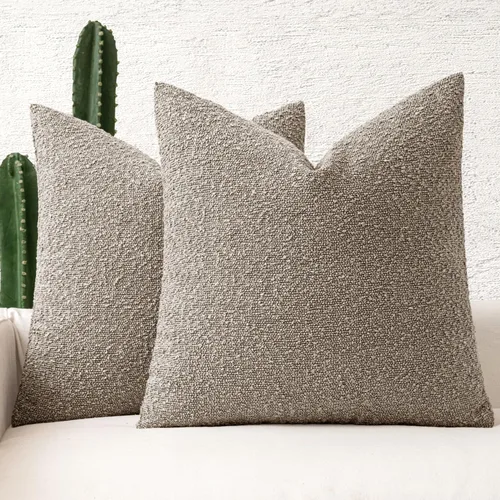 Miniatura 19 de MIULEE - Juego de 2 fundas de almohada decorativas con textura de bucle, de 50 x 50 cm, para sofá y cama, almohadas de invierno neutras, fundas