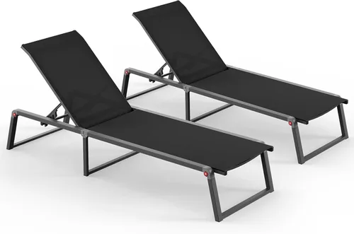 Miniatura 26 de Tumbona de aluminio para exteriores, plegable y sin montaje, sillas reclinables de 5 posiciones para exteriores junto a la piscina, tumbona de sol