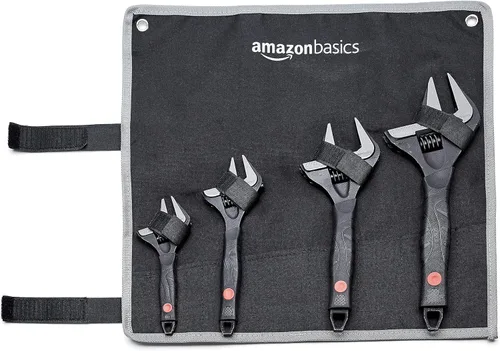 Miniatura 5 de Amazon Basics Llave ajustable de fontanería de 4 piezas con agarre suave, boca ancha, incluye: 6 pulgadas (5.906 in), 8 pulgadas (7.874 in), 10
