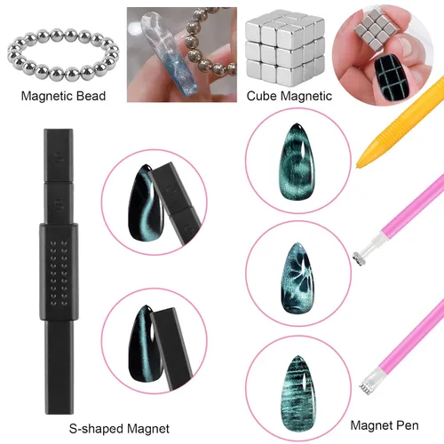 Miniatura 4 de TOROKOM 54 piezas magnéticas de ojo de gato para uñas, 54 piezas 3 en 1, esmalte de uñas de gel de ojo de gato, potente juego de imanes de uñas