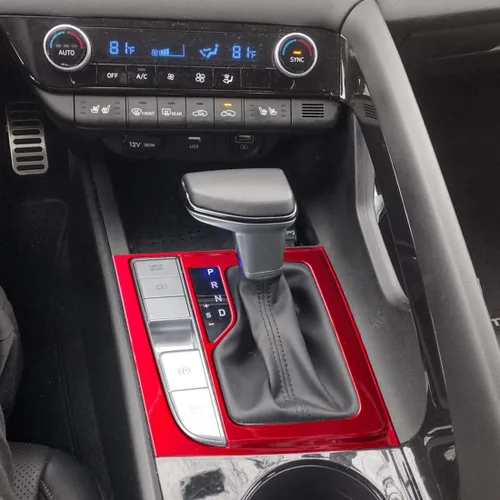 Miniatura 4 de ruihe Cubiertas de panel de consola de palanca de cambios de coche rojo Compatible con Hyundai Elantra 2021 2022 2023 2024 Versión de freno