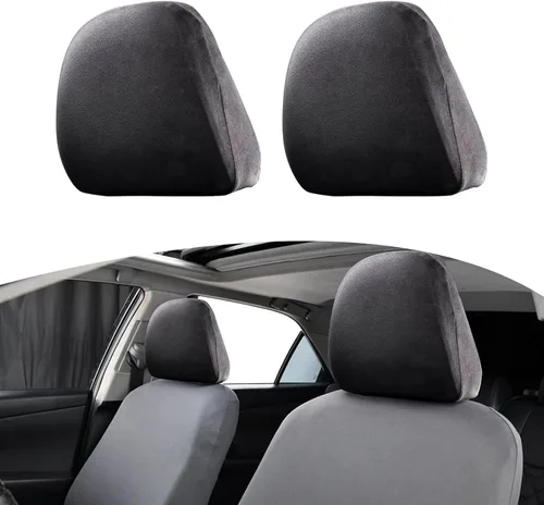 Miniatura 7 de Paquete de 2 fundas para reposacabezas de asiento de automóvil, repuesto para reposacabezas de asiento, protector de reposacabezas flexible