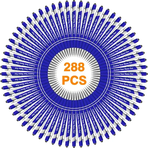 Miniatura 45 de 12 bolígrafos personalizados a granel con grabado sin nombre, bolígrafos personalizados con lápiz capacitivo, logotipo de mensaje de texto grabado