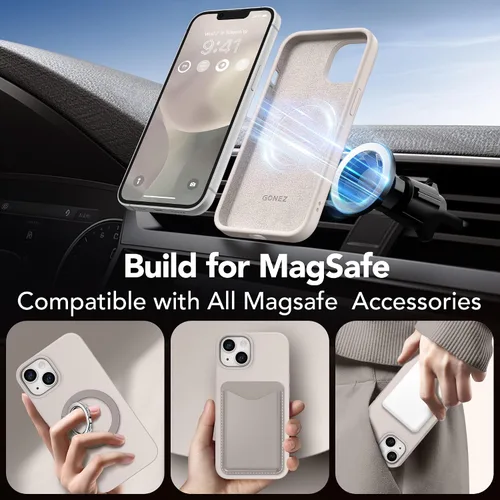 Miniatura 854 de GONEZ Funda de silicona para iPhone 15 Pro Max, compatible con Magsafe, protector de cámara + protector de pantalla, forro de microfibra suave