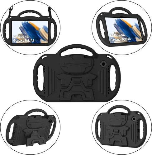 Miniatura 8 de AVAWO Funda infantil para Samsung Galaxy Tab A8 de 10.5 pulgadas 2021 (SM-X200/X205), con correa, mango soporte ligero a prueba de golpes, negro