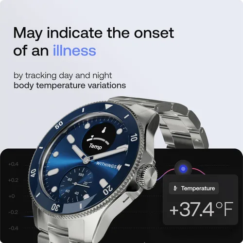 Miniatura 5 de Withings Scanwatch Nova - Reloj inteligente híbrido de salud cardíaca para hombres y mujeres, SPO2, monitoreo de temperatura, sueño, salud