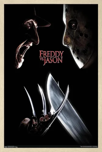 Miniatura 7 de Trends International Freddy vs. Jason - Póster de pared de una hoja, 14.725 x 22.375 pulgadas, versión enmarcada de madera de granero