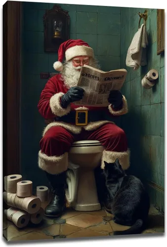 Miniatura 23 de Arte de pared de Navidad para baño, muñeco de nieve de Navidad en la bañera, impresión en lienzo de baño, escena clásica de Navidad, invierno
