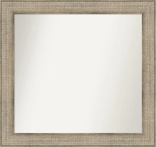 Miniatura 393 de Amanti Art Espejo de baño plateado para sobre fregadero, 26 x 26 pulgadas, espejo cuadrado de níquel pulido, marco de madera tradicional mediano, se