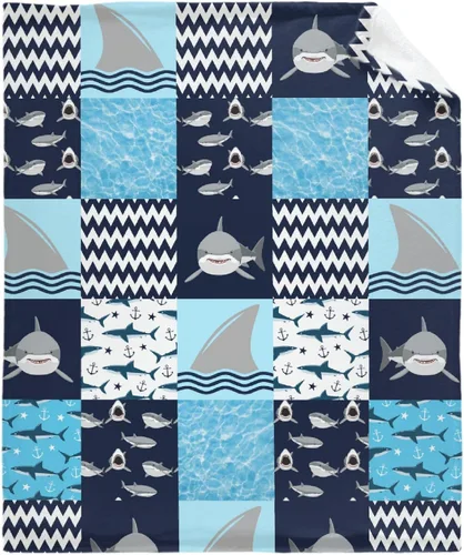 Miniatura 4 de Manta de tiburón de dibujos animados, regalos para niñas y niños, regalos para amantes de los tiburones, manta de tiburón, regalos para niños