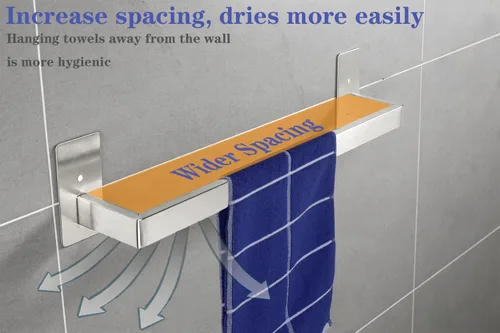 Miniatura 2 de Toallero de Baño Autoadhesivo, Sin Perforación Estante para Toallas Fácil de Instalar, Soporte para Toallas de Mano Hecho de Acero Inoxidable Níquel