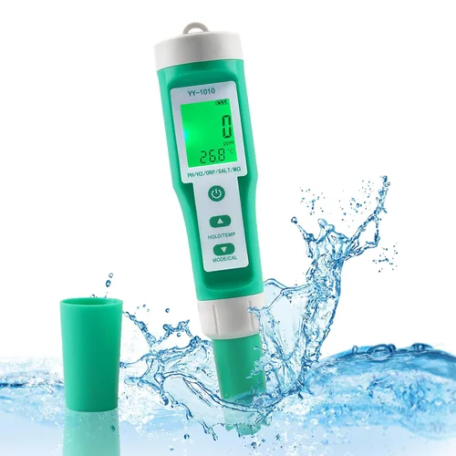 Probador de agua de hidrógeno 10 en 1 Resistividad/Fertilidad/H2/pH/TDS/EC/ORP/S.G/Sal/Medidor de temperatura con medidor de pH ATC, 0.01 Probador