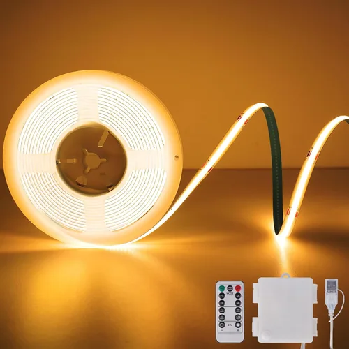 Miniatura 17 de OMIKA Tira de luces LED COB RGB de 6.6 pies, funciona con pilas, control remoto, regulable, cambio de color, tira de luces LED de batería, cortables