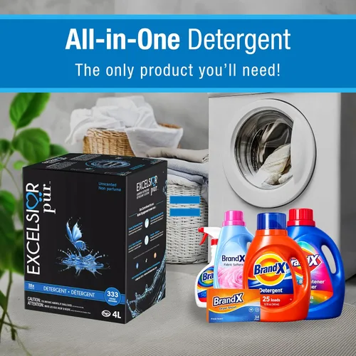 Miniatura 4 de Excelsior Pür - Detergente para ropa sin perfume, 7.5 x ultra concentrado, 4 L (333 cargas) + removedor de manchas de 4.1 fl oz, libre