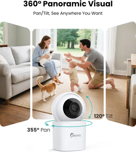 Miniatura 4 de Cámara de seguridad para interiores 3K 360° PTZ para el hogar, monitor de bebé/mascota, seguimiento automático, WiFi de 2.4/5GHz, detección