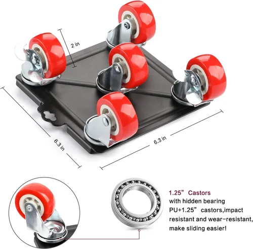 Miniatura 2 de Carrito de muebles resistente con 5 ruedas, capacidad de carga de 3300 libras para un fácil movimiento y almacenamiento, juego de herramientas