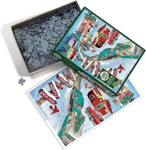 Miniatura 2 de Cobble Hill - Rompecabezas de 1000 piezas, campistas de Navidad, póster de muestra incluido