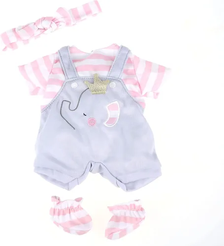 Miniatura 11 de JC Toys Berenguer Boutique Traje de muñeca bebé Vestido de rayas rosas con falda de tul, pantalones cortos, diadema y botines, se adapta a