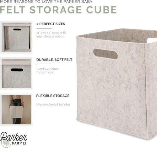 Miniatura 3 de Parker - Cubo de almacenamiento plegable de fieltro para bebé, cubos de almacenamiento de 11 pulgadas para organizador de cubos, organizadores
