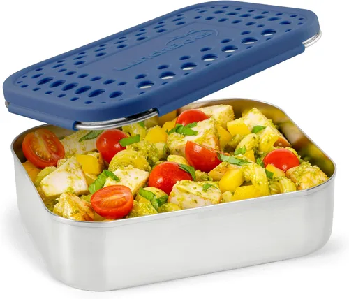 Miniatura 16 de LunchBots Medium Uno - Recipiente para sándwiches de acero inoxidable, diseño abierto para envolturas, ensaladas o comidas pequeñas, ecológico, apto