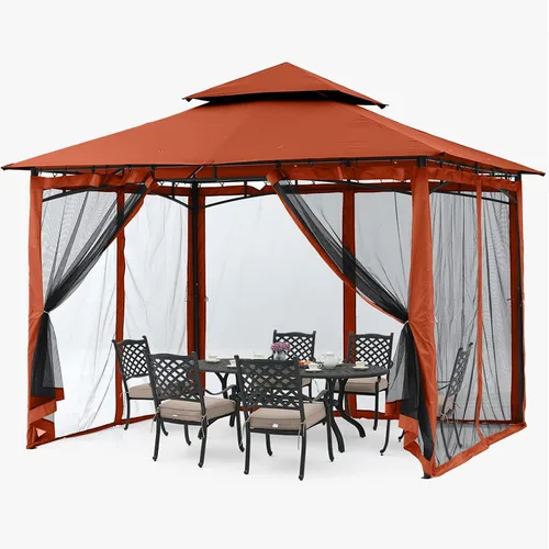 Miniatura 5 de ABCCANOPY Gazebos para patios de 10 x 10 pulgadas, kiosco con marco de acero para exteriores con mosquitera para césped, patio trasero, jardín
