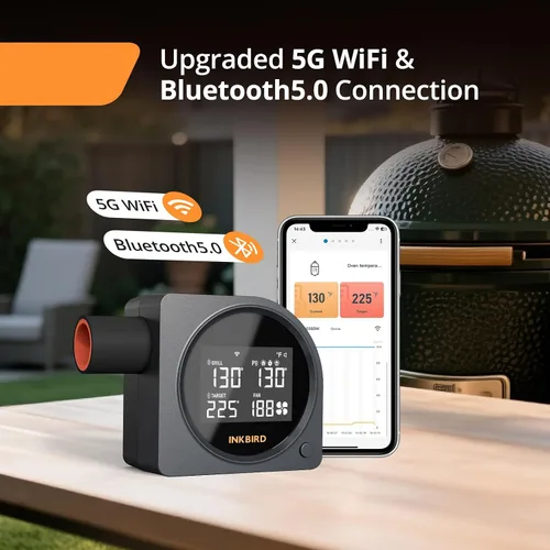 Miniatura 2 de Controlador de temperatura para barbacoa 5G Wi-Fi y Bluetooth INKBIRD, ventilador automático para ahumador con pantalla LCD para parrilla