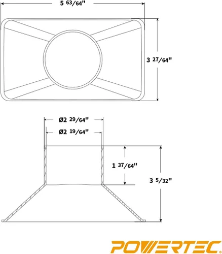 Miniatura 4 de POWERTEC 70204 Boquilla rectangular para capó recogida de polvo para accesorios de manguera de recolección de polvo de 2-1/2