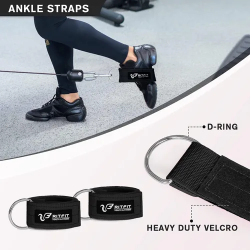 Miniatura 4 de RitFit 7 Pcs Barbell Squat Pad Set, with Resistance Band, 2 Safety Straps, 2 Gym Ankle Straps & Carry Bag, Upgraded Neck & Shoulder Protective Pad