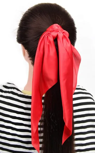 Miniatura 6 de Paquete de 2 coleteros para el cabello con lazo anudado, bufanda elástica para el cabello, bandas negras para el cabello, cintas de satén