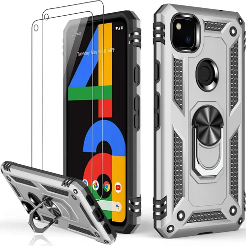 Miniatura 91 de LUMARKE Funda para Google Pixel 5 con protector de pantalla, pasa 16 pies, probada en caídas, grado militar, con soporte de anillo magnético, Rojo
