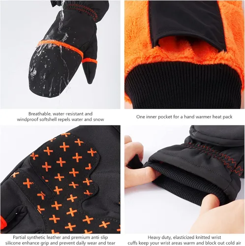 Miniatura 5 de BASSDASH WinteFlex Guantes de pesca en hielo aislantes con protección contra el frío, sin dedos, resistentes al agua para hombres y mujeres