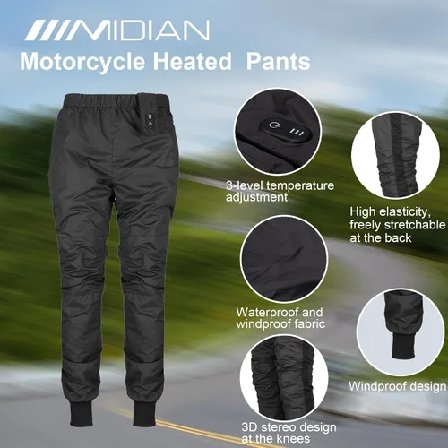 Miniatura 4 de MIDIAN Men's Winter Heated Pants with 2 Heat Zones, Black, Large, Long