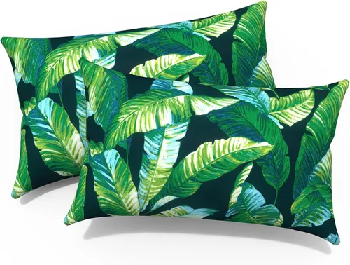 Miniatura 312 de Juego de 2 almohadas para exteriores de 16 x 16 pulgadas, repelentes al agua con interiores, para muebles de patio, hogar, jardín, geometría bohemia