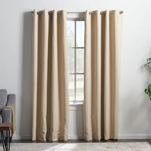 Miniatura 8 de Linenspa Juego de 2 paneles de cortinas 100% opacas, cortinas azul marino de 63 pulgadas de largo, aislamiento térmico, reducción de ruido