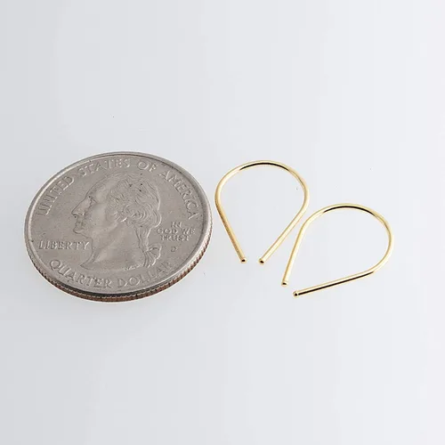 Miniatura 39 de Aretes pequeños de plata de ley 21 GA de 0.472 in con gancho de arco de herradura